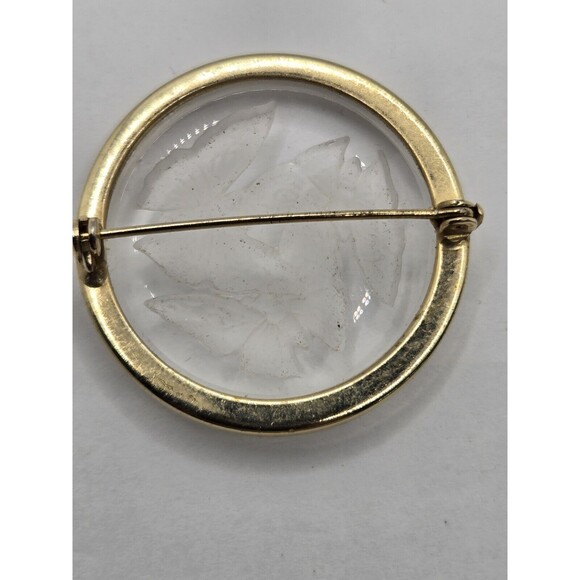 Vintage Reverse Carved Crystal Butterfly Brooch - Picture 7 of 11